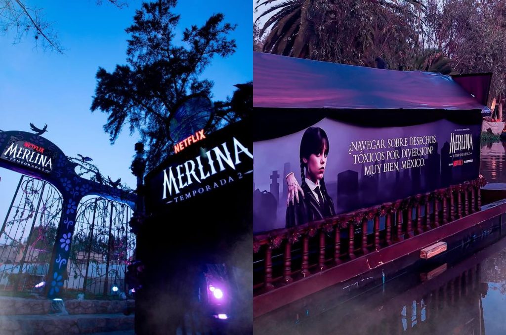 Merlina temporada 3 trajinera en Xochimilco CDMX Netflix