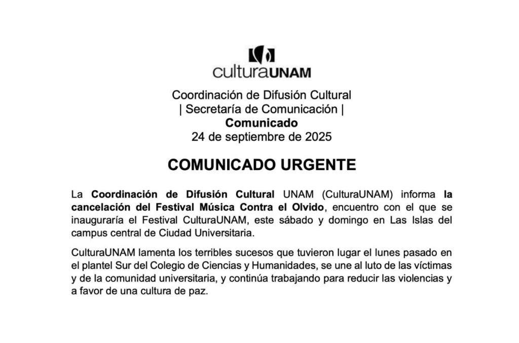 se cancela música contra el olvido