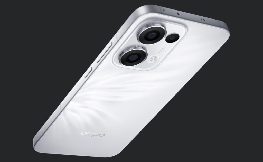 Oppo Reno 13 sobre un fondo negro.