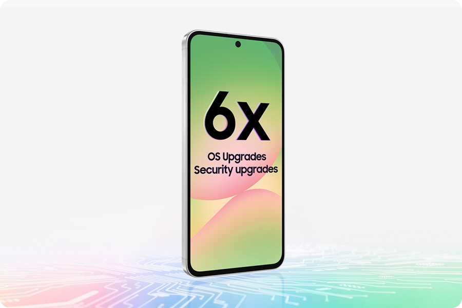 Galaxy A56 5G sobre un fondo gris.