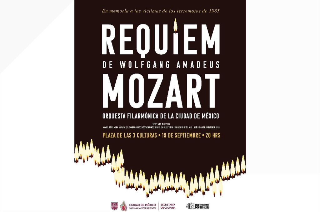 Sismo del 85 40 aniversario homenaje concierto sinfónico Filarmónica CDMX Mozart Tlatelolco