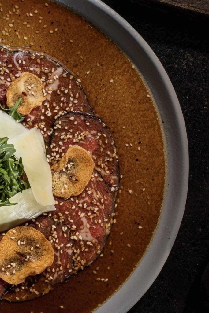 Carpaccio de rib eye en centro comercial