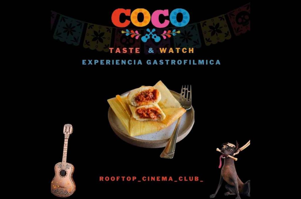 Coco en una experiencia inmersiva con cena y cine en RoofTop Cinema Club