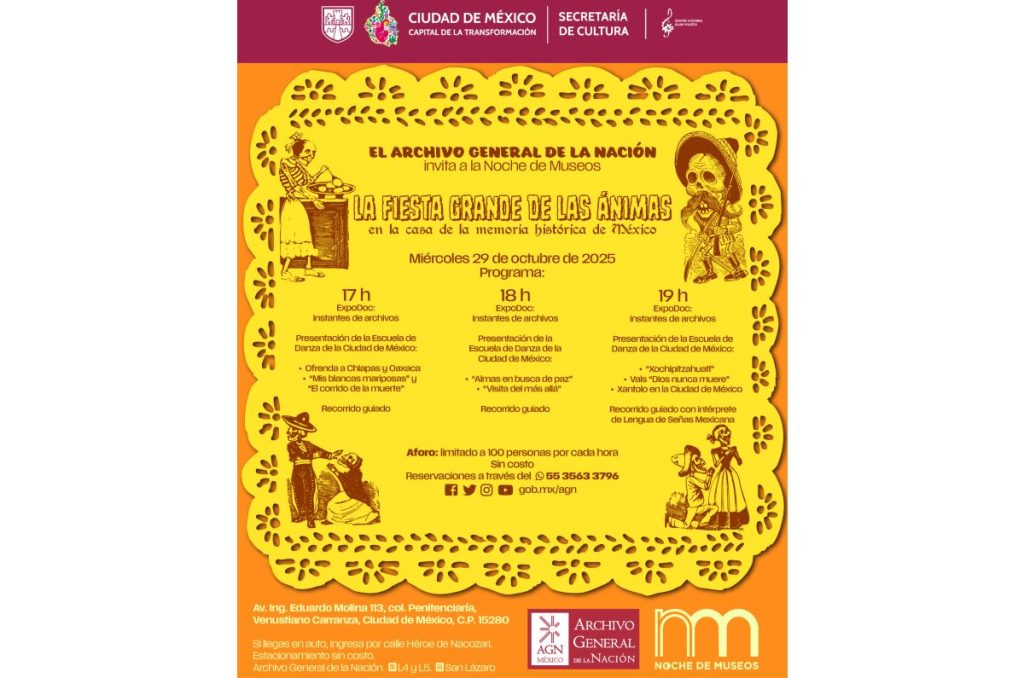 Día de Muertos actividades CDMX fiesta, danza y ofrenda archivo general de la nación Noche de Museos Octubre