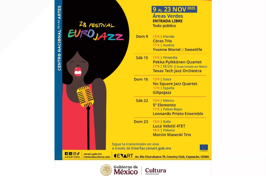 Eurojazz 2025 Cenart programación y horarios conciertos gratis CDMX