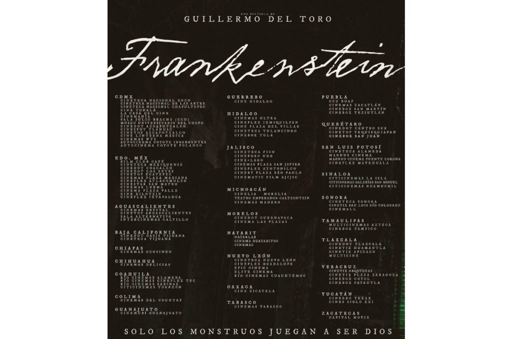 Frankenstein Guillermo del Toro donde ver cines en CDMX