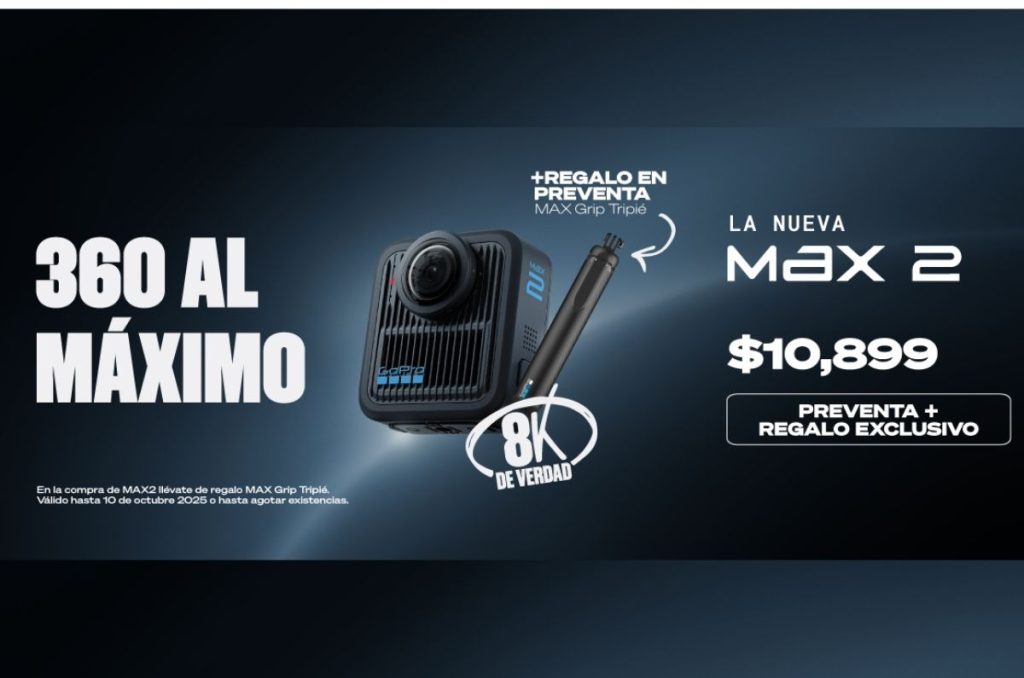 GoPro MAX2 captura 360° en 8K, la LIT HERO con luz integrada y el Fluid Pro AI llega para estabilizar tus tomas como nunca antes.
