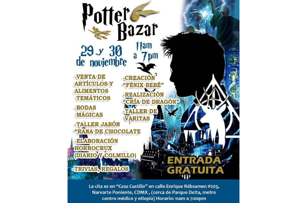 Harry Potter películas bazar CDMX 2025 Potter bazar merch, talleres y bodas