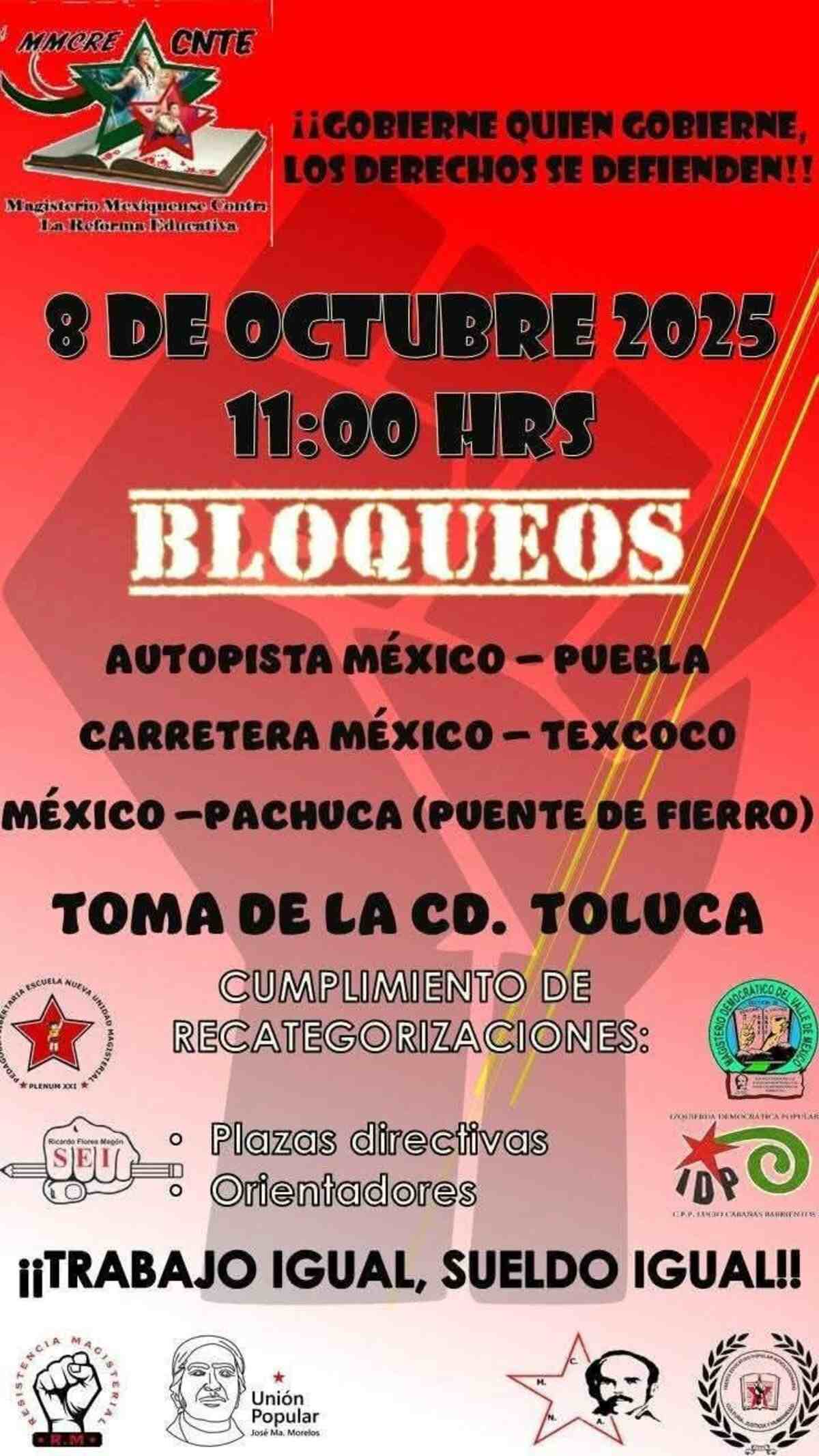 Habrá mega bloqueo de maestros en CDMX y Edomex 