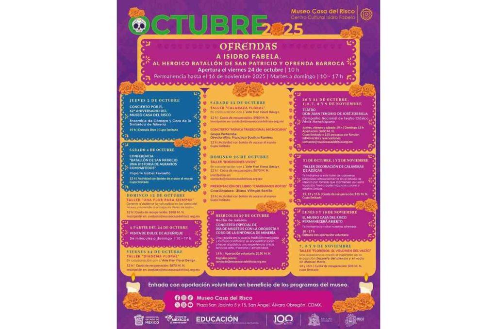 Lánzate al Museo Casa del Risco: ofrendas, talleres y arte para celebrar el Día de Muertos