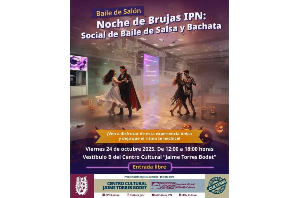 Baile de Salón IPN: Noche de Brujas con salsa y bachata en el Centro Cultural Jaime Torres Bodet