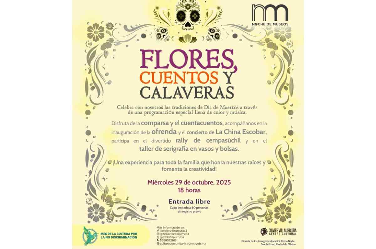 Flores, cuentos y calaveras en el Centro Cultural Xavier Villaurrutia