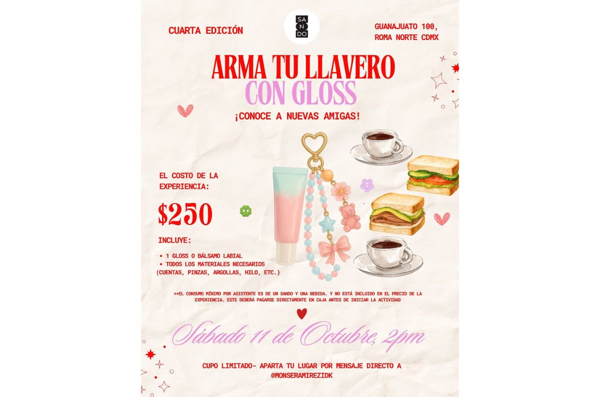 Taller para armar tu llavero con gloss en Sando + cafecito
