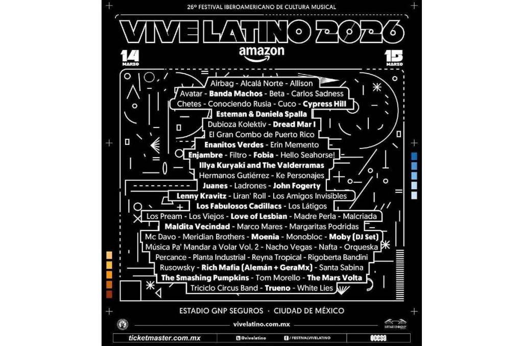 Vive Latino 2026 cartel completo bandas y artistas abonos, preventa, boletos y precios
