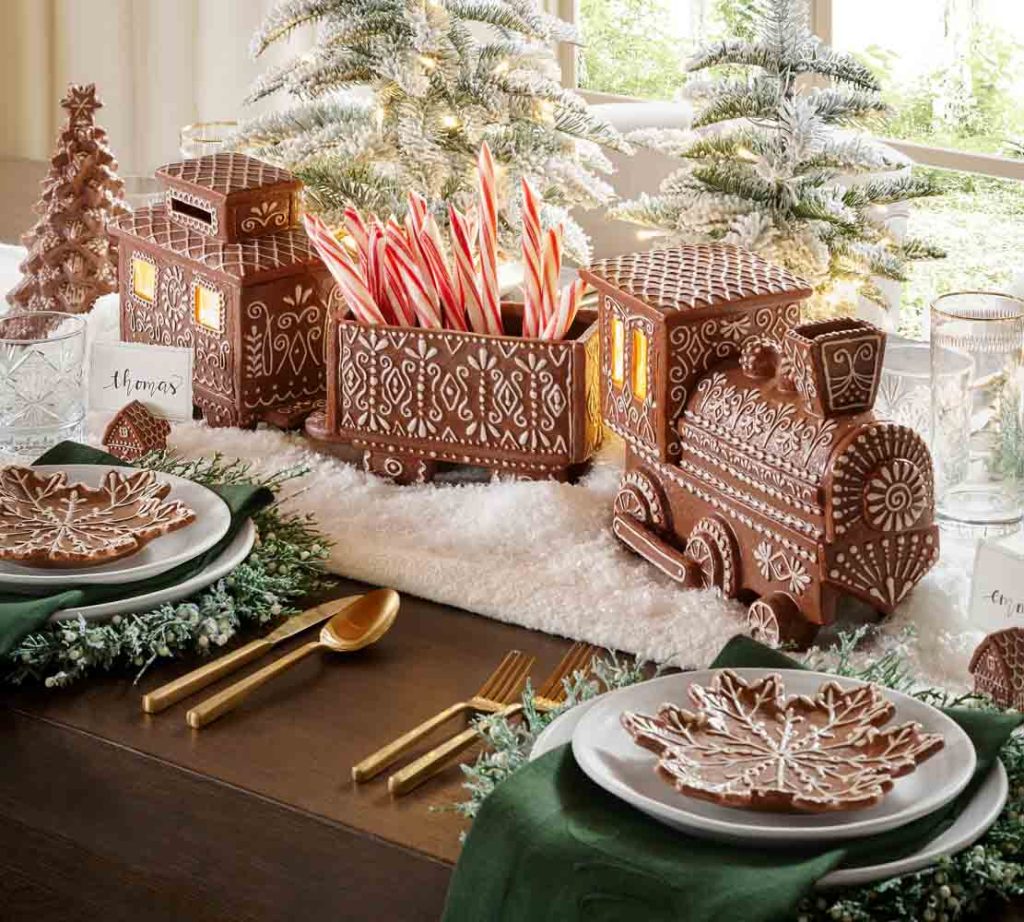 Pottery Barn presenta su nueva colección festiva. La propuesta incluye árboles, vajillas con diseños nostálgicos y textiles