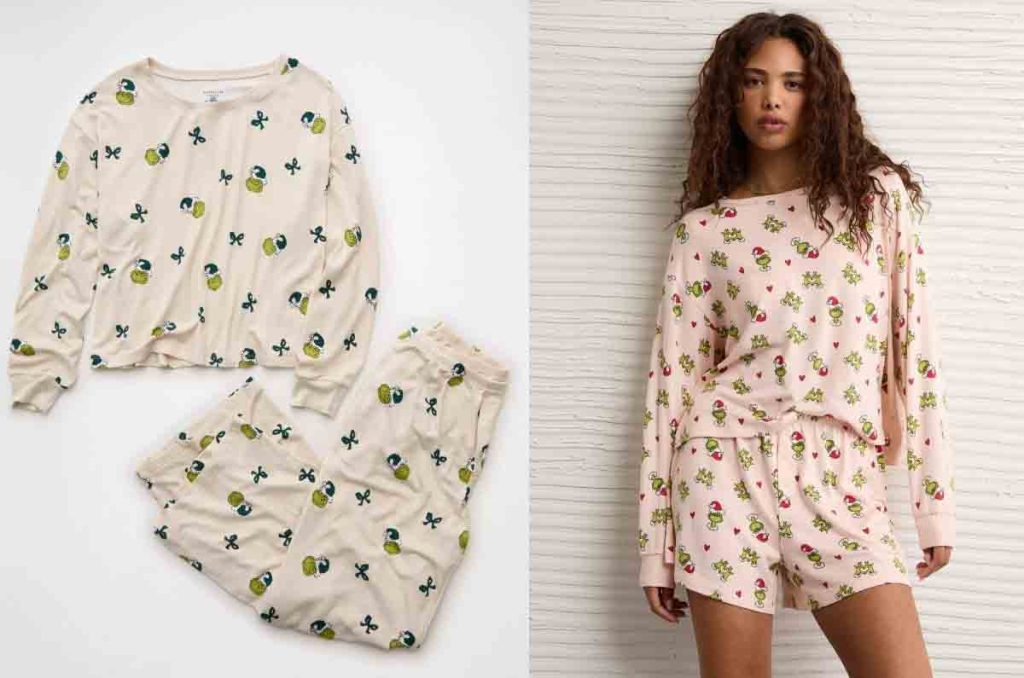 American Eagle lanza la colección navideña con sudaderas oversized, pijamas ultrasuaves y graphic tees... del Grinch.