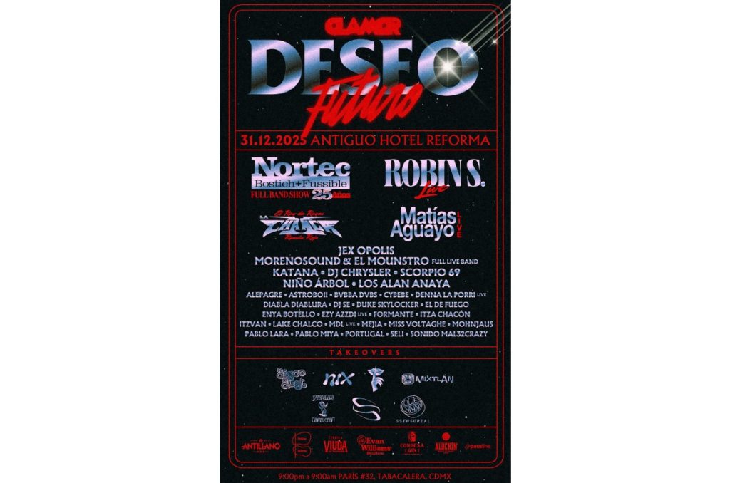 Año Nuevo fiesta CDMX concierto de Sonido La Changa y Nortec Antiguo en Hotel Reforma Deseo Futuro