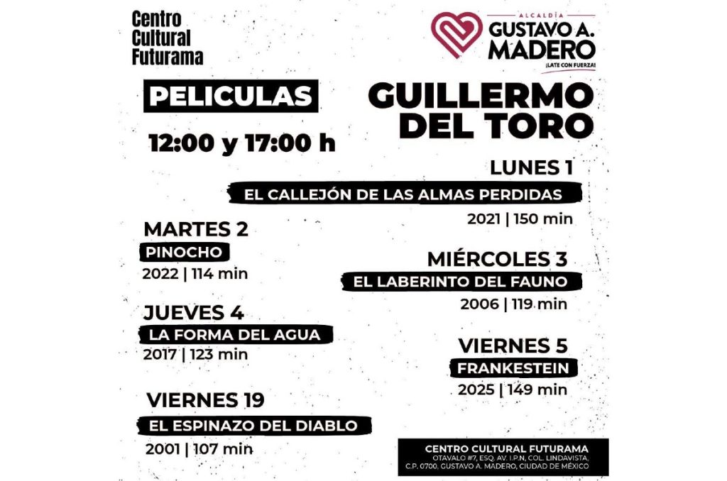 Frankenstein de Guillermo del Toro película función gratis en Centro Cultural Futurama CDMX