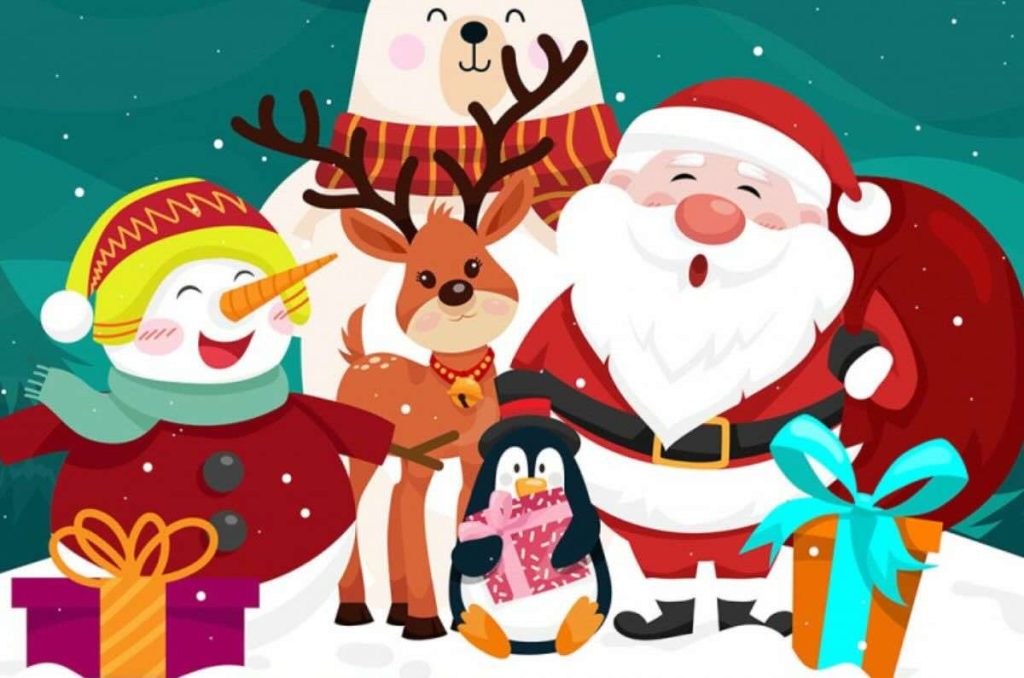 Personajes navideños cantando