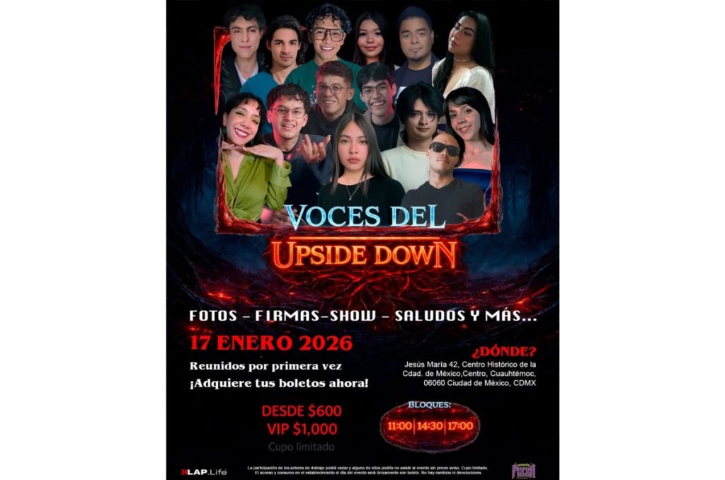 Stranger Things 5 reparto fan event Voces del Upside Down actores de doblaje CDMX por La Extraña Pizza