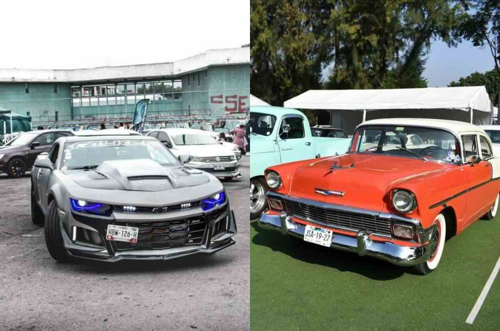 Variedad de automóviles en exposición