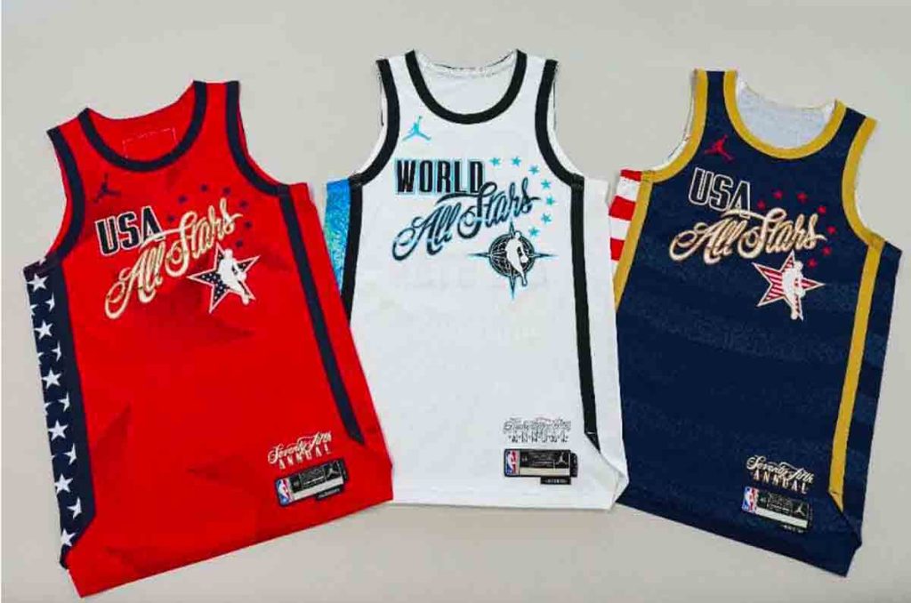La NBA revela el diseño náutico de su cancha y los jerseys Jordan Brand que vestirán las estrellas bajo el innovador formato USA vs World.
