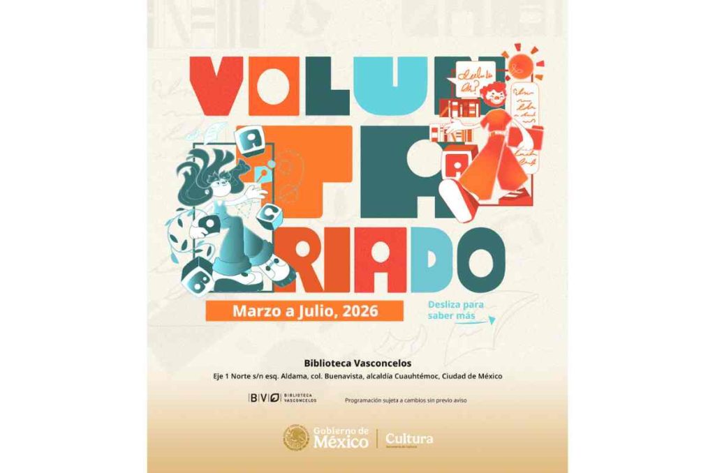 ¿Te apasiona la cultura? Así puedes ser voluntario en la Biblioteca Vasconcelos