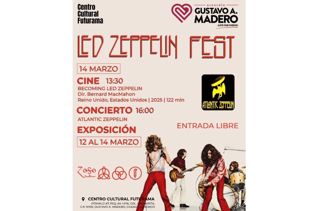 Led Zeppelin banda tributo festival CDMX concierto y cine gratis Centro Cultural Futurama