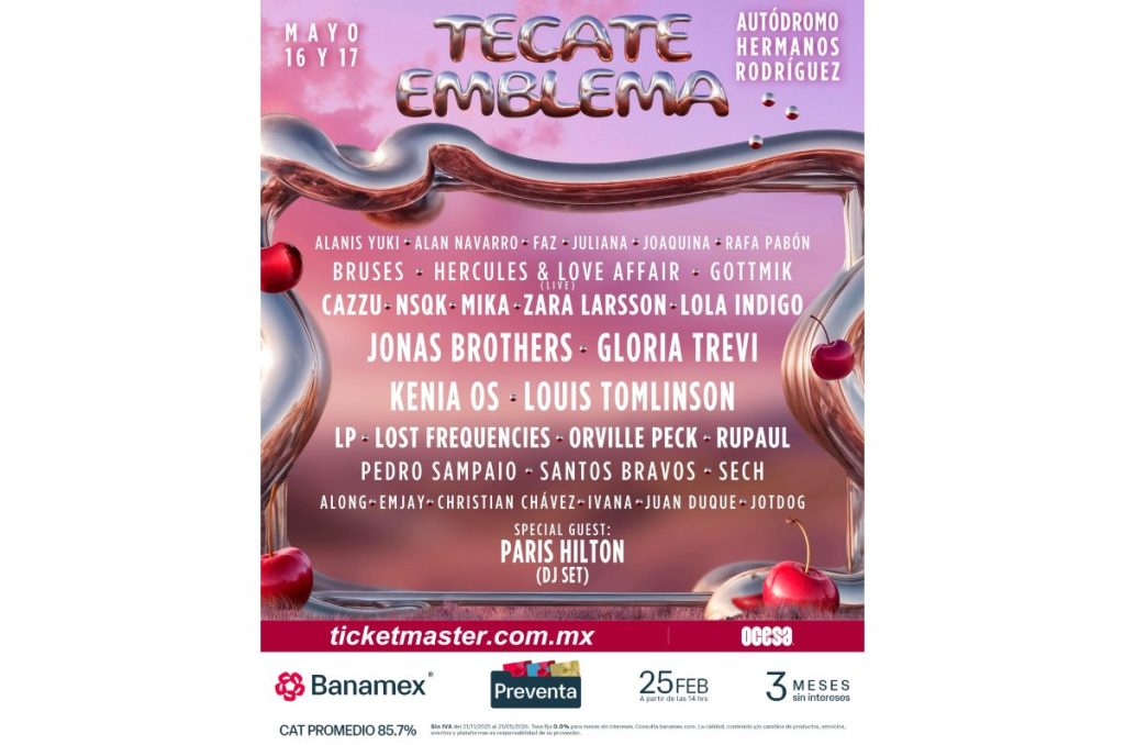 Tecate Emblema 2026 cartel con artistas boletos y precios festival en CDMX