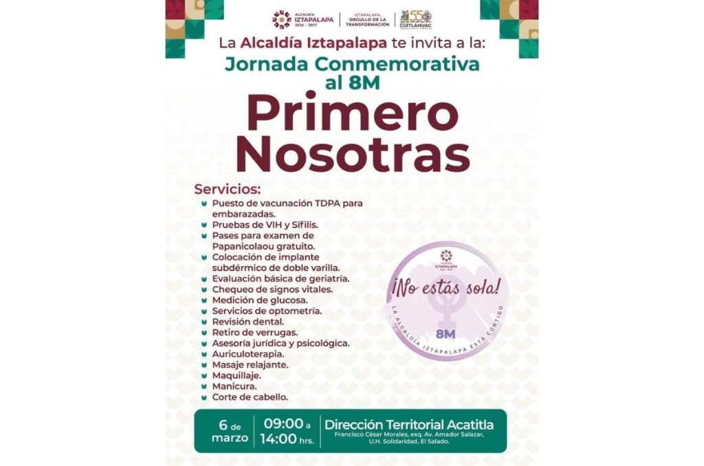 Jornada Conmemorativa “Primero Nosotras" Iztapalapa 2026