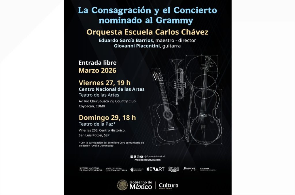 Cenart cartelera concierto gratis de orquesta La Consagración de la Primavera CDMX