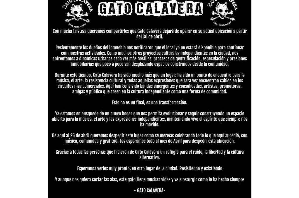 Gato Calavera CDMX ubicación por qué cierra y nueva locación