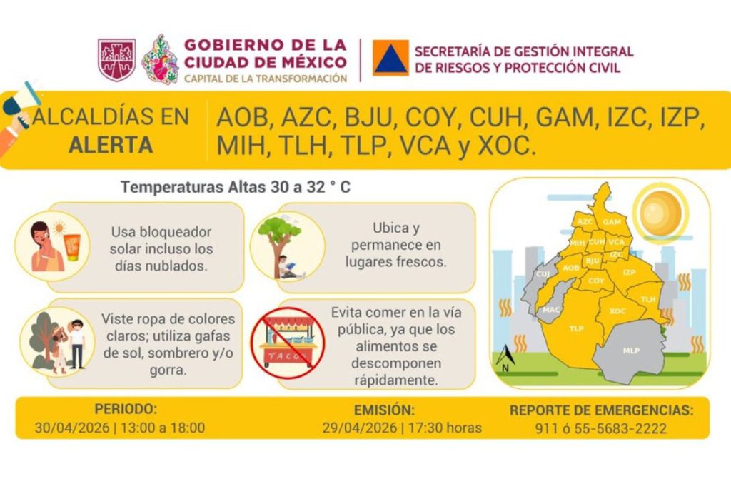 Alerta Amarilla por altas temperaturas este 30 de abril