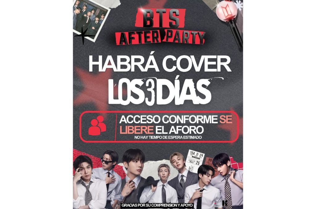 BTS concierto México Estadio GNP Seguros after party fiesta Busan Bar Condesa 2026 cover acceso y hora