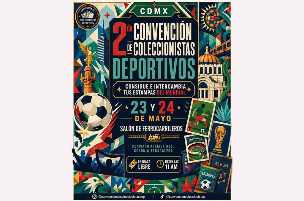El Salón de Ferrocarrileros recibe la Segunda Convención de Coleccionistas Deportivos con intercambio de estampas y playeras retro.