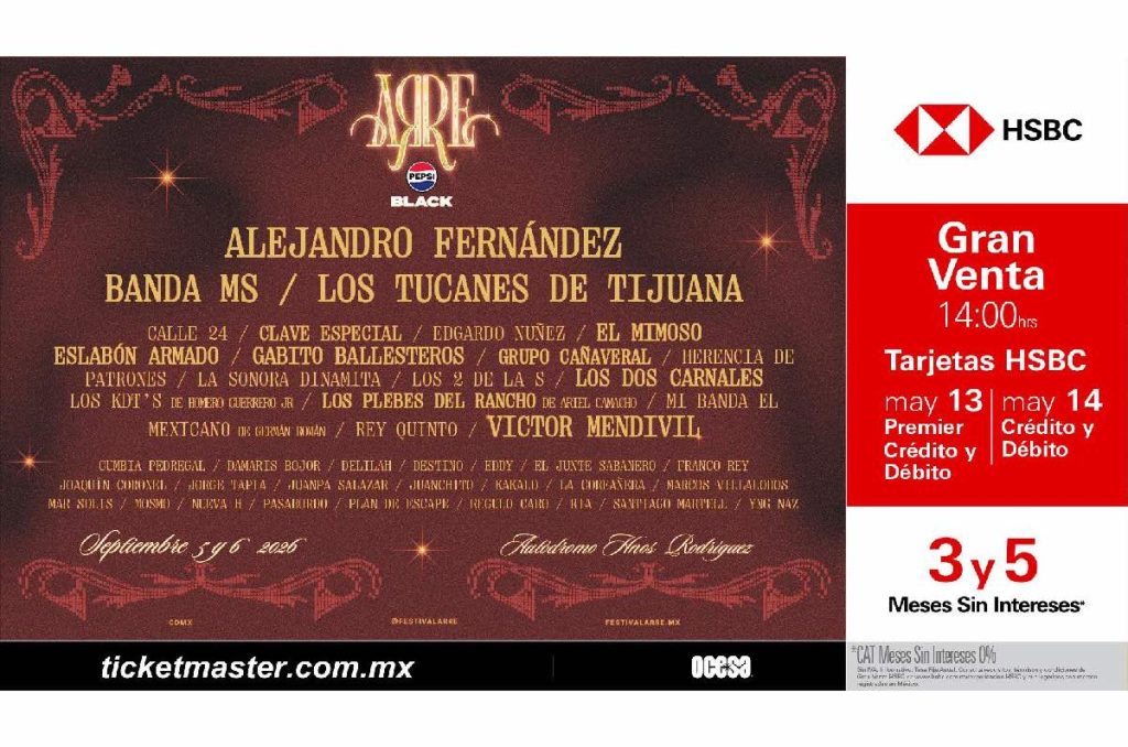 Festival Arre 2026 cartelera artistas fechas y boletos Ticketmaster