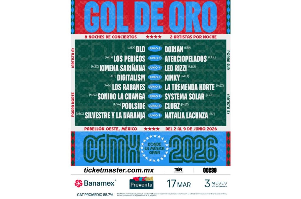 Gol de Oro conciertos cancelados por Mundial 2026 en CDMX Pabellón Oeste reembolso Ticketmaster