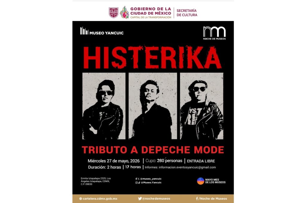 Noche de Museos mayo 206 concierto tributo Depeche Mode entrada gratis Museo Yancuic CDMX