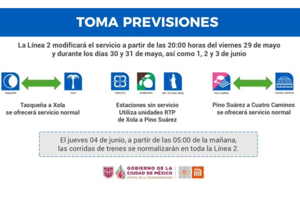 Servicio provisional en la Línea 2 del Metro por obras de remodelación