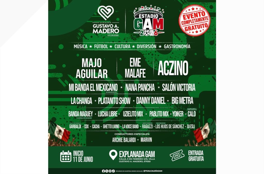 Estadio GAM 2026: ¡Habrá conciertos gratis al norte de la CDMX!