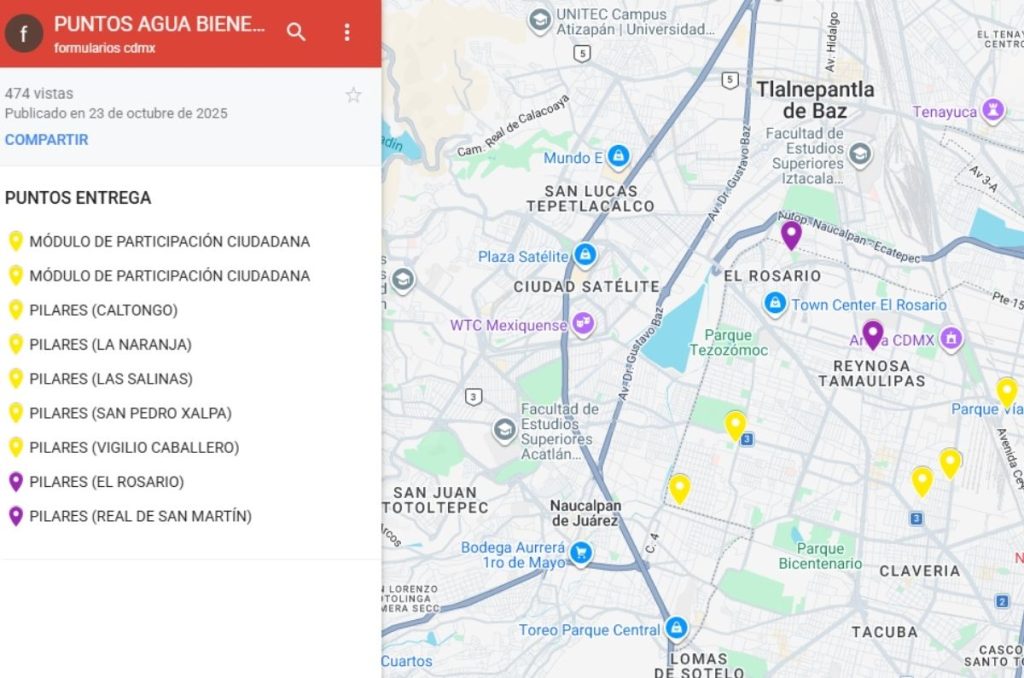 Muestra de los mapas para ubicar tu modulo más cercano
